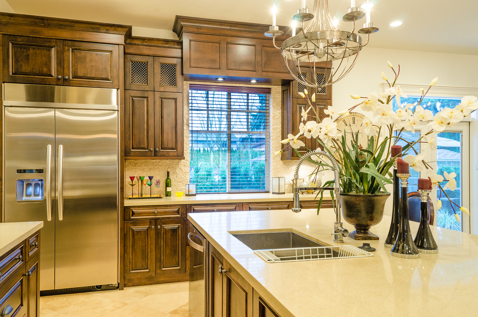 Gourmet kitchen with custom cabinetry